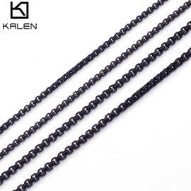 不锈钢个性黑色方珍珠项链外贸钛钢锁骨项链男女饰品工厂现货批发